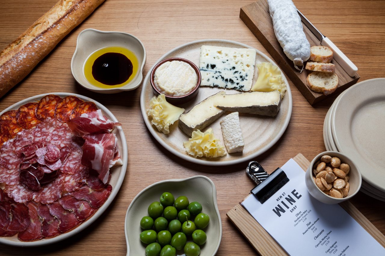 Wine, cheese and prosciutto at New Street Wine Shop